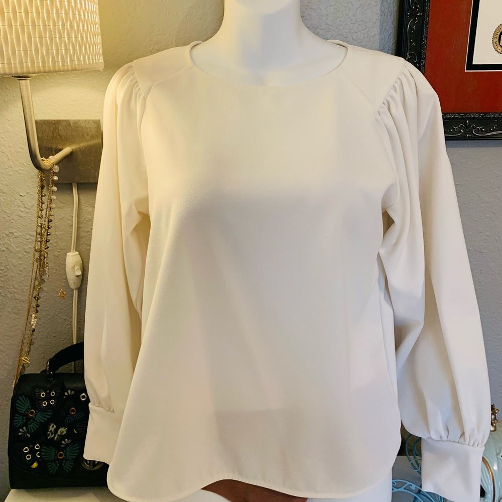 Ann Taylor Ivory Balloon Sleeve Blouse